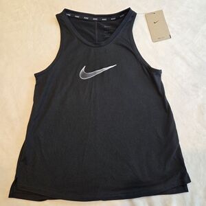 Nike Dri-FIT Kids' Black Training Tank Top Layered Swoosh Logo, Size Large New